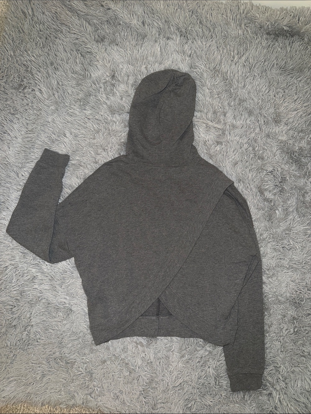 Forever 21 Gray Hooded Pullover Sweatshirt with Black Drawstring